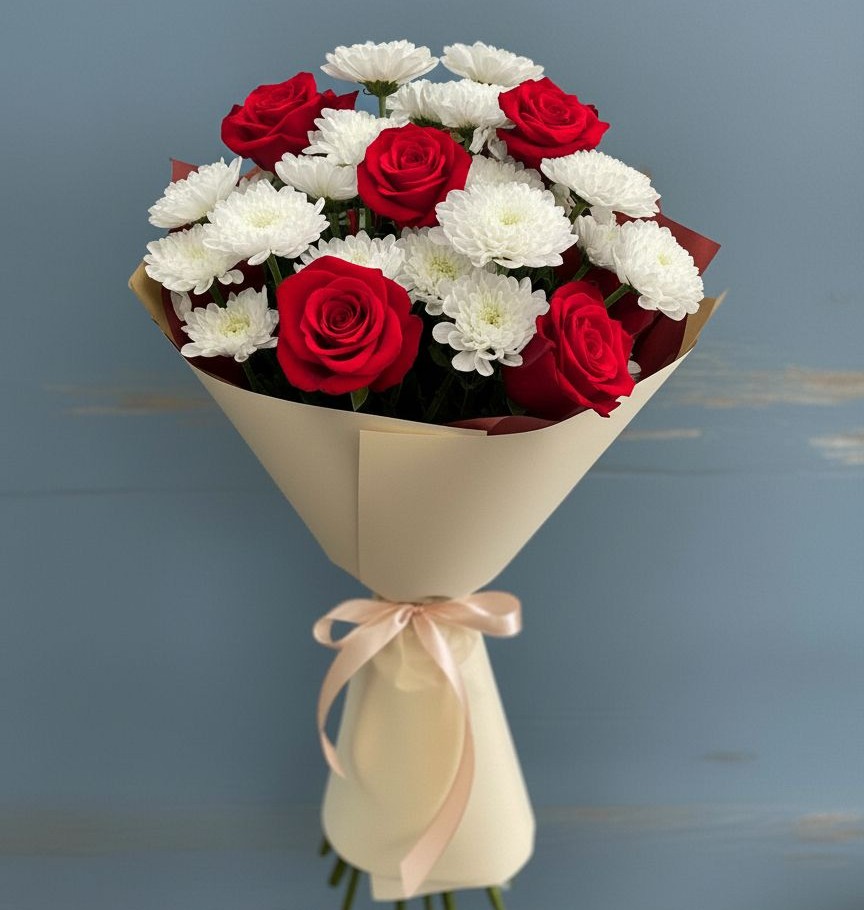 Букет цветов из: Розы и Хризантемы в Белой Холунице