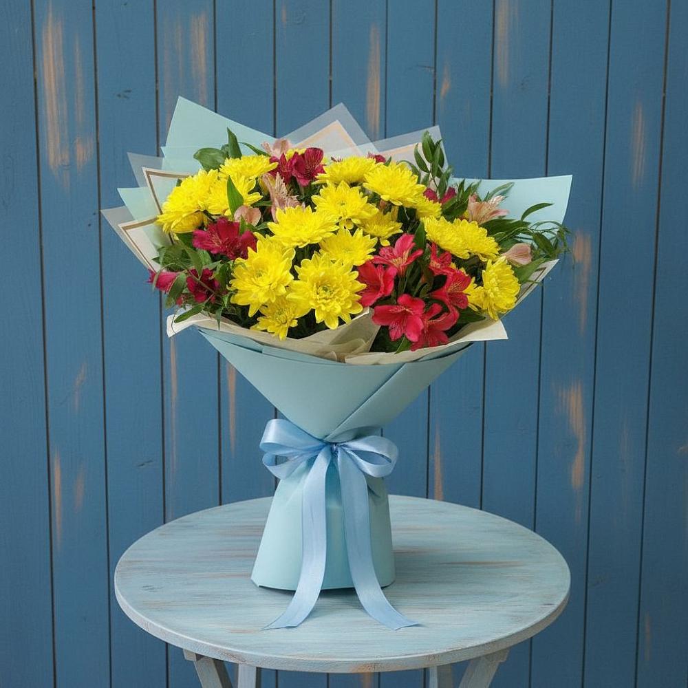 Букет цветов из: Альстромерии и Хризантемы в Белой Холунице