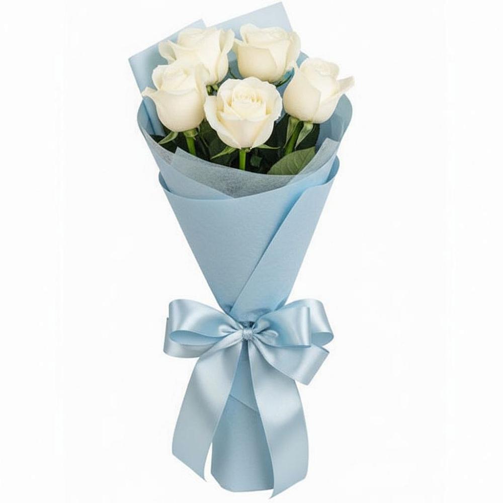 Букет 5 Белых роз Проуд в Белой Холунице