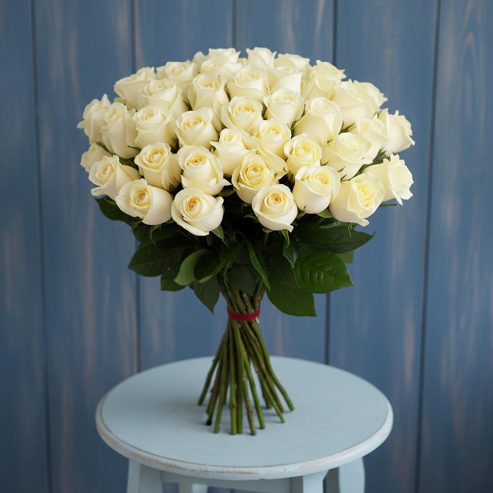 Букет 51 Белая роза Эдлесс Лав в Белой Холунице