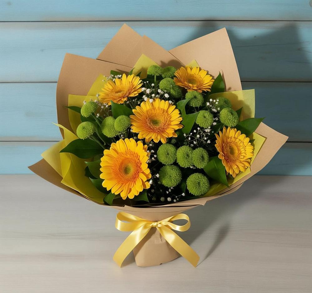 Букет цветов из: Герберы и Хризантемы в Белой Холунице