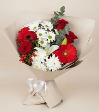 Букет цветов из:  Розы, Хризантемы, Герберы и Лилии в Белой Холунице
