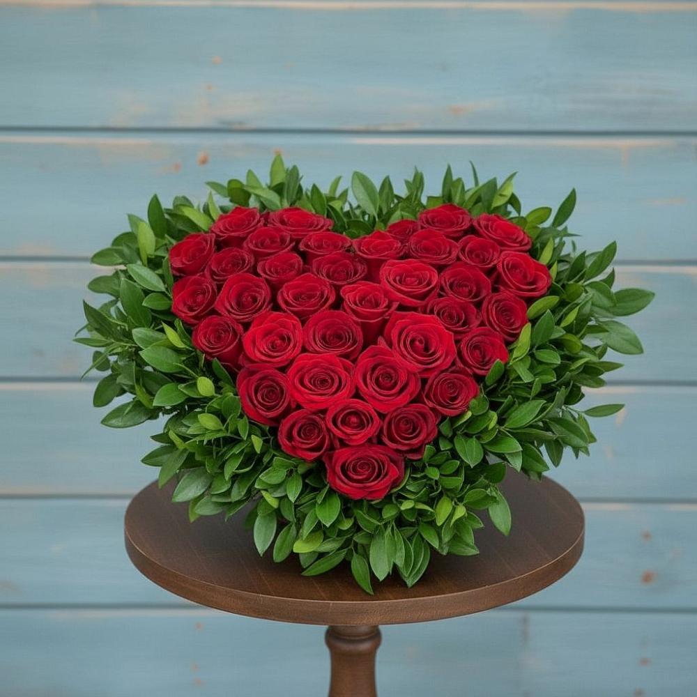 Цветочная композиция из Розы в виде сердца в Белой Холунице