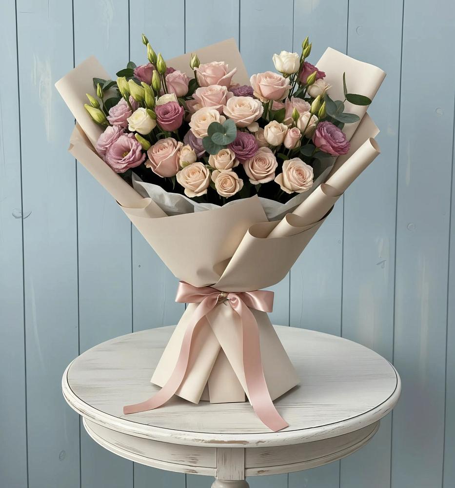 Букет цветов из: Розы и Лизиантусы в Белой Холунице