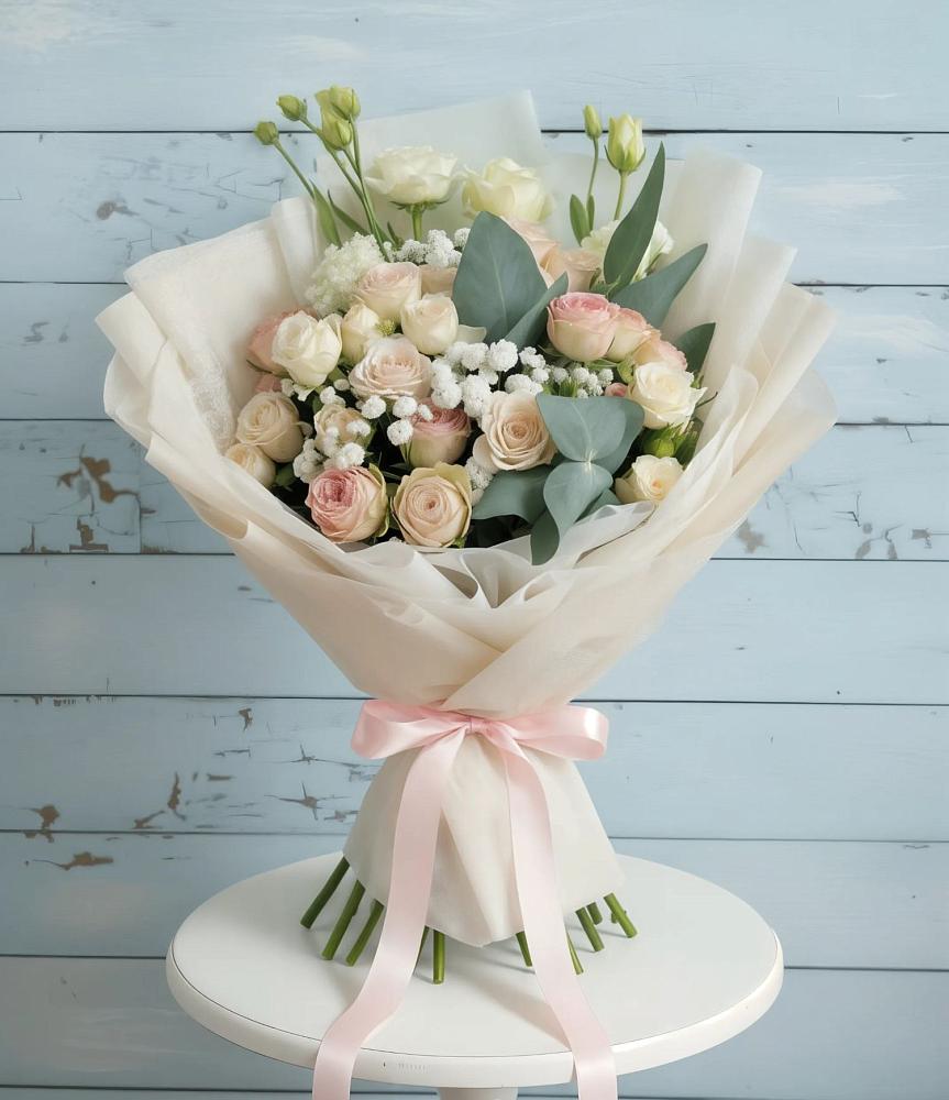 Букет цветов из: Розы и Лизиантусы в Белой Холунице