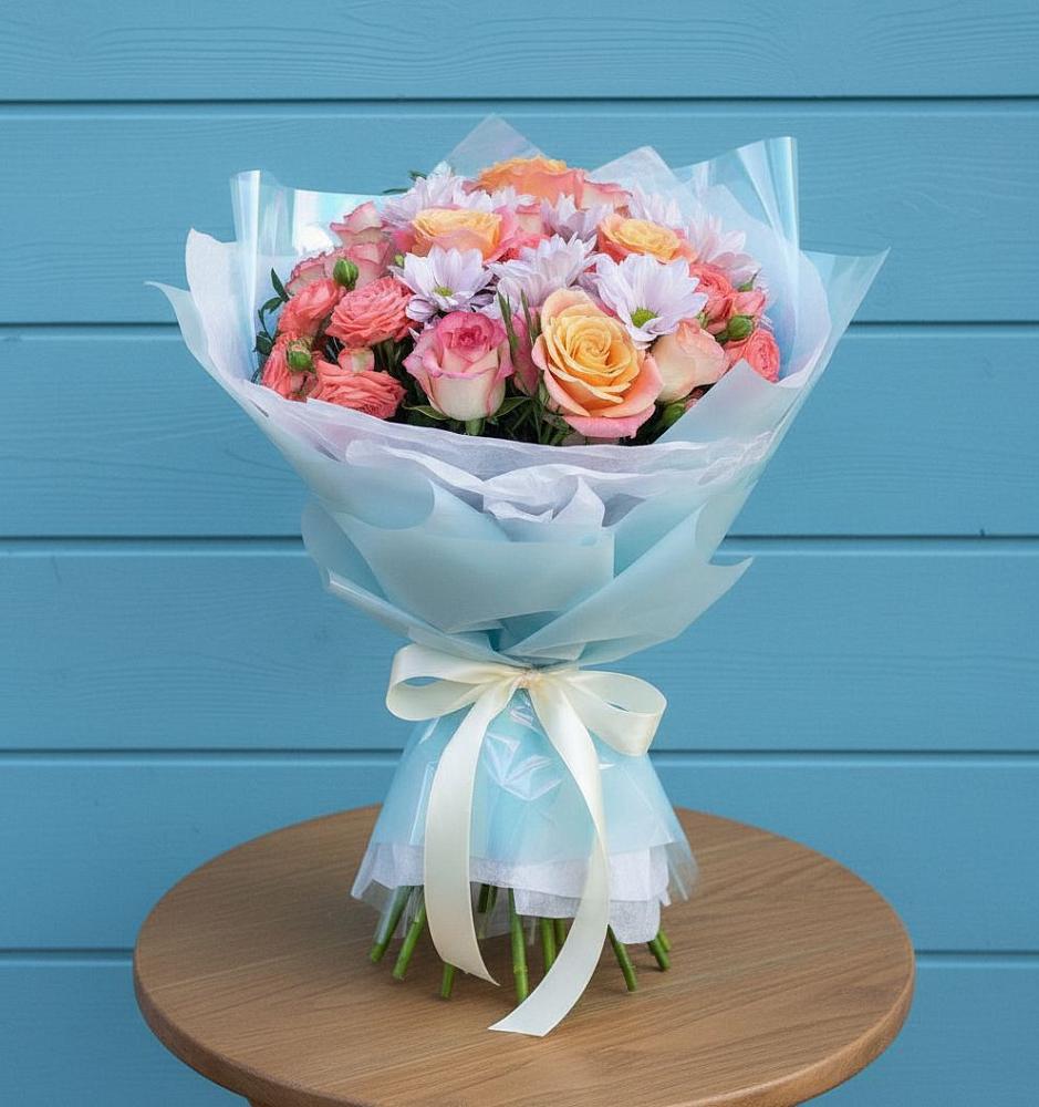 Букет цветов из: Хризантемы и Розы в Белой Холунице