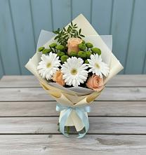 Букет цветов из:  Герберы, Розы и Хризантемы в Белой Холунице